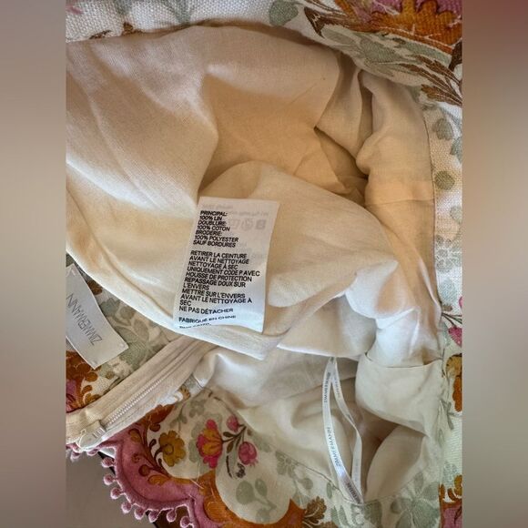 Zimmermann Laurel Pink White Linen Scalloped Floral Shorts Belt Size AU 3 US 10 - Picture 9 of 11